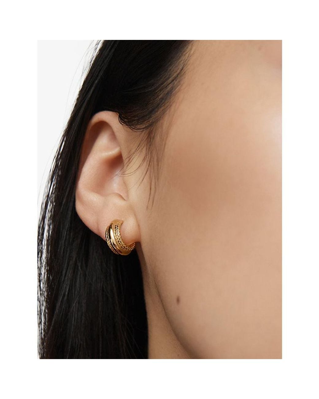 Monica Vinader Metallic Heirloom Bold 18Ct Vermeil Huggie Earrings