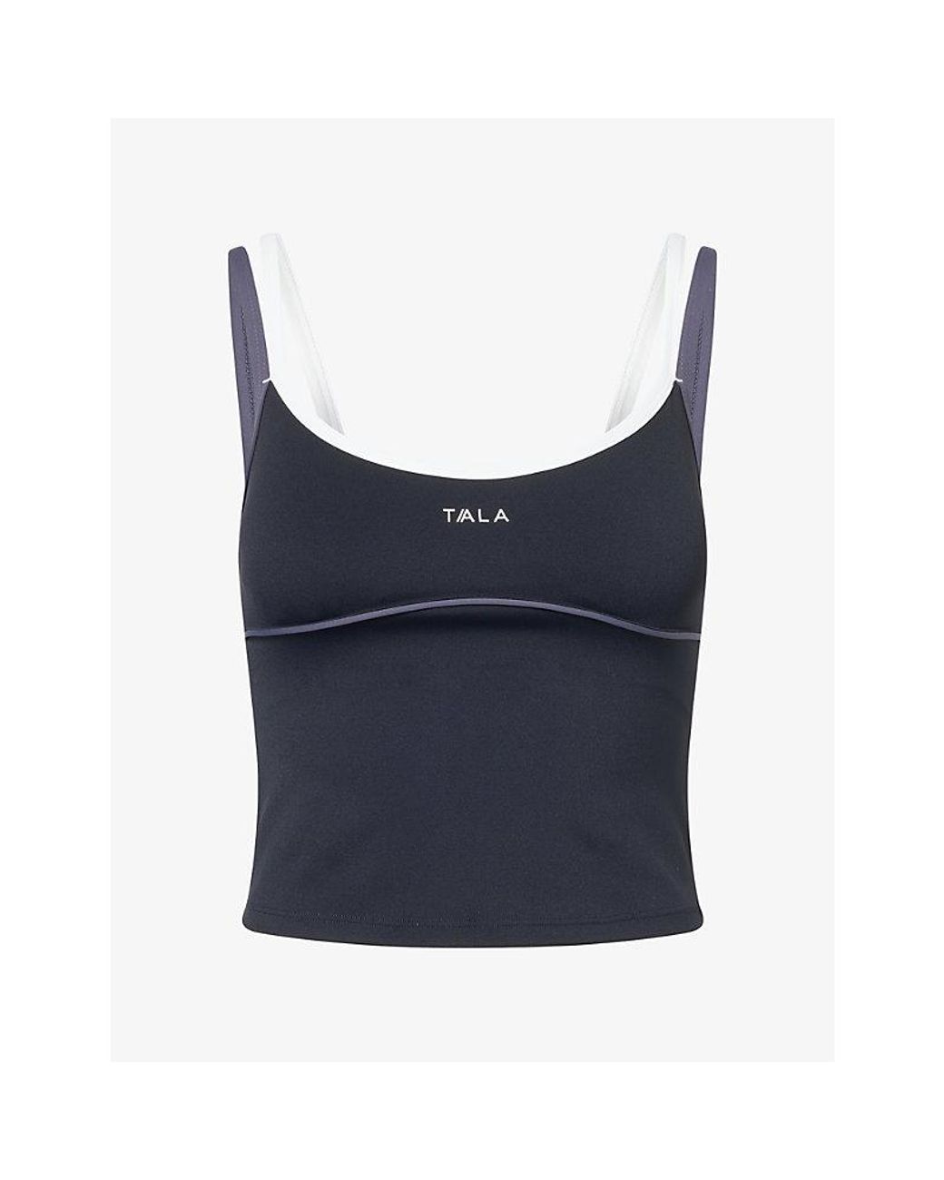 WE Are Tala Blue Skinluxe Contrast-Strap Jersey Vest Top