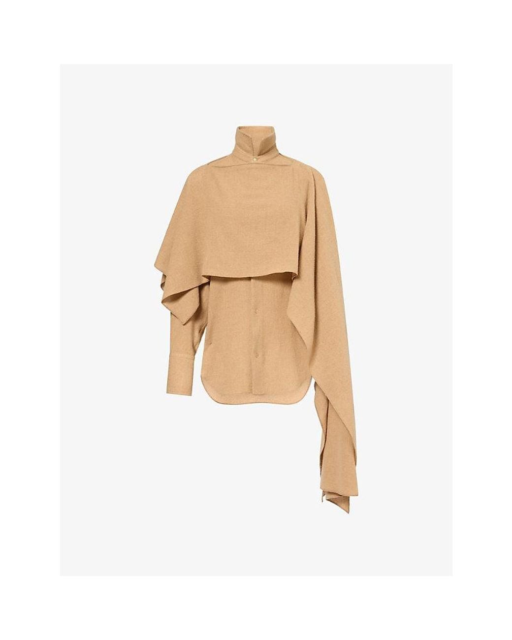 DARKPARK Natural Georgia Detachable Scarf Cashmere And Wool Shirt