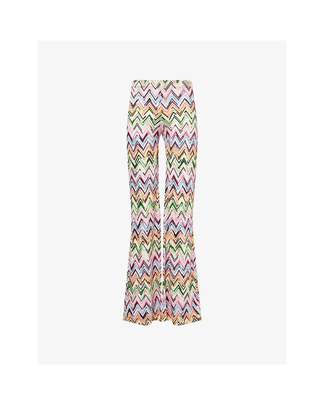 Missoni White Chevron Flared Knitted Trousers