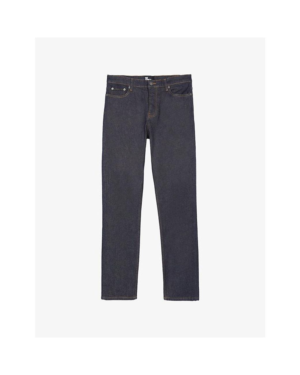 The Kooples Blue Contrast-Stich Slim-Leg Stretch-Denim Jeans for men