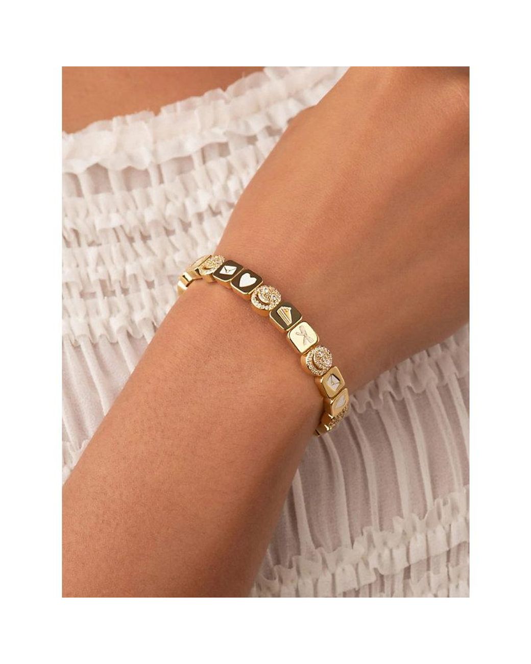 Lisa Gozlan Metallic The Celebration 18Ct-Plated Brass And Cubic Zirconia Bracelet