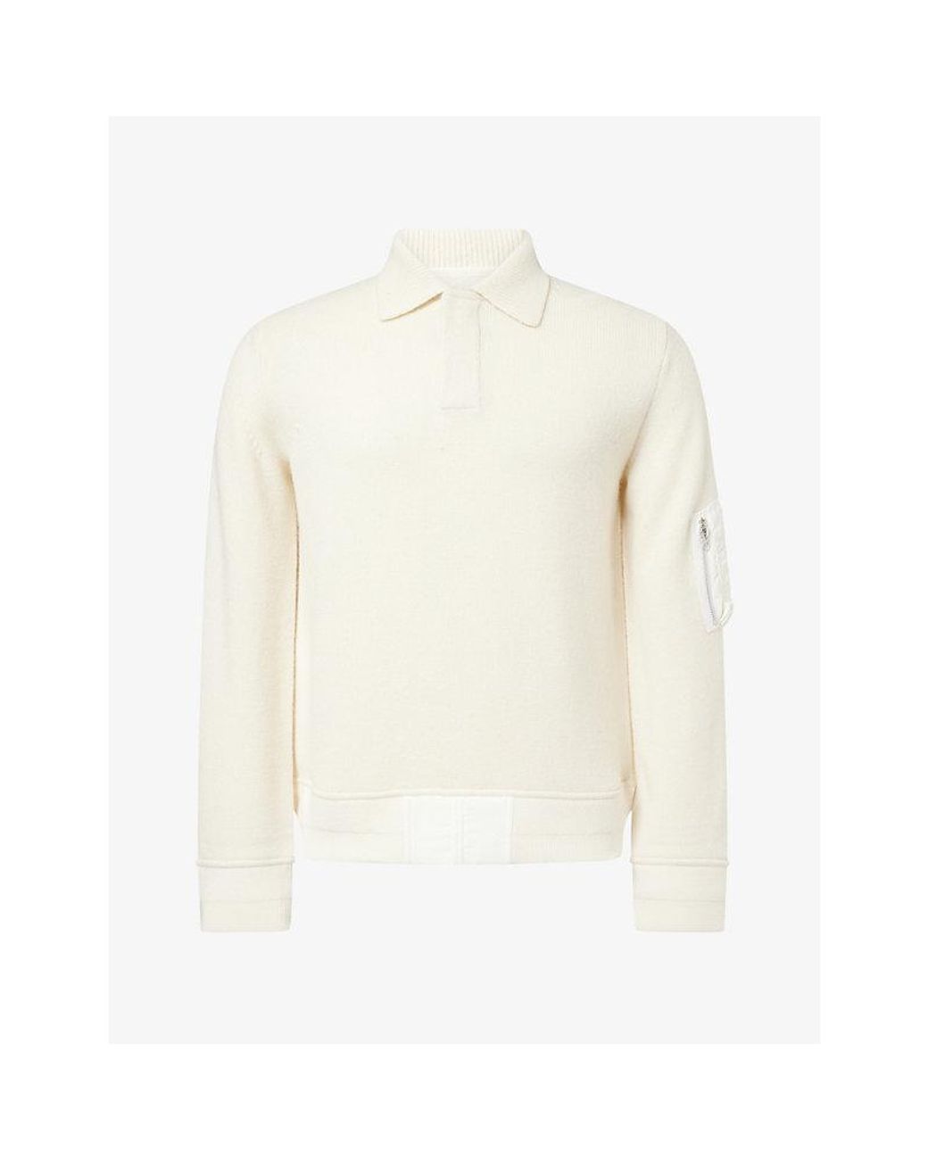 Sacai White Collared Relaxed-Fit Wool Jumper for men