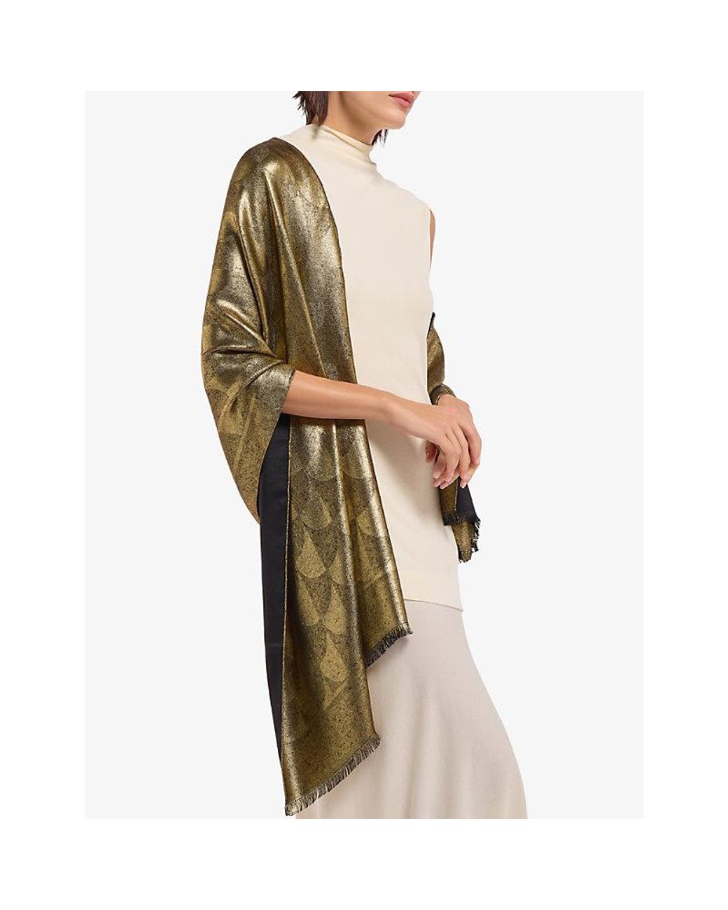 BVLGARI Natural Calla Maxi Square Silk And Wool-Blend Scarf