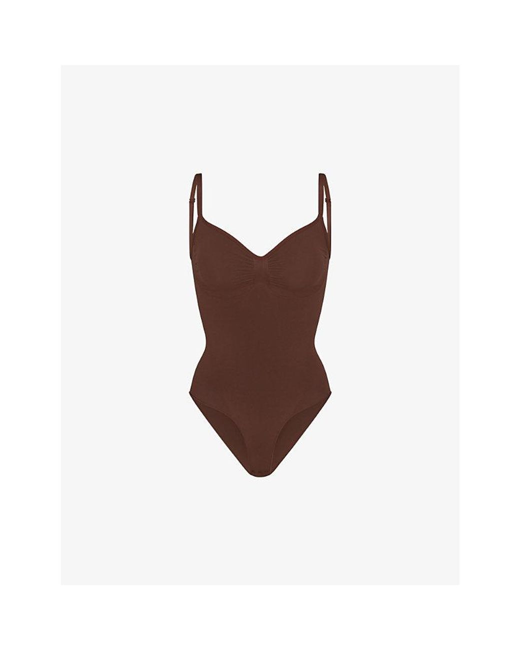 Skims Brown Sculpt Ruched Stretch-Woven Body Xxl