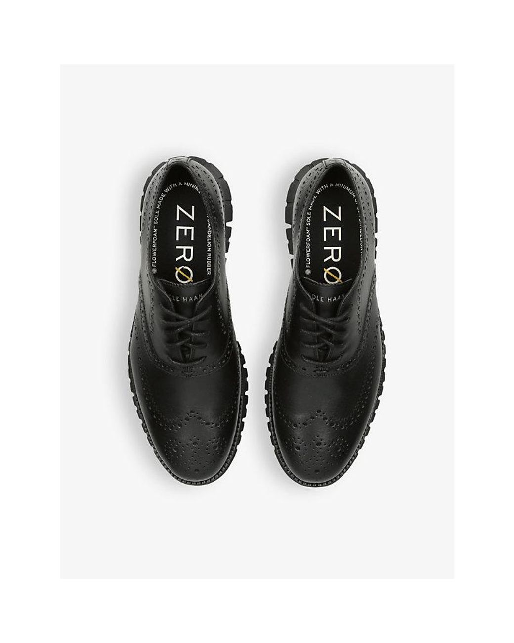 Cole Haan Black Zerøgrand Wingtip Leather Oxford Shoes for men