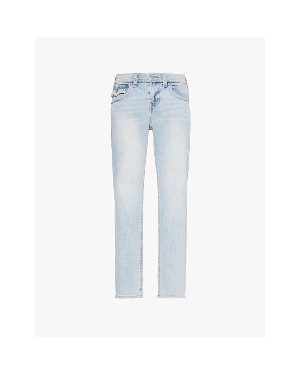 True Religion Blue Rocco Faded-Wash Straight-Leg Slim-Fit Stretch-Denim Jeans for men