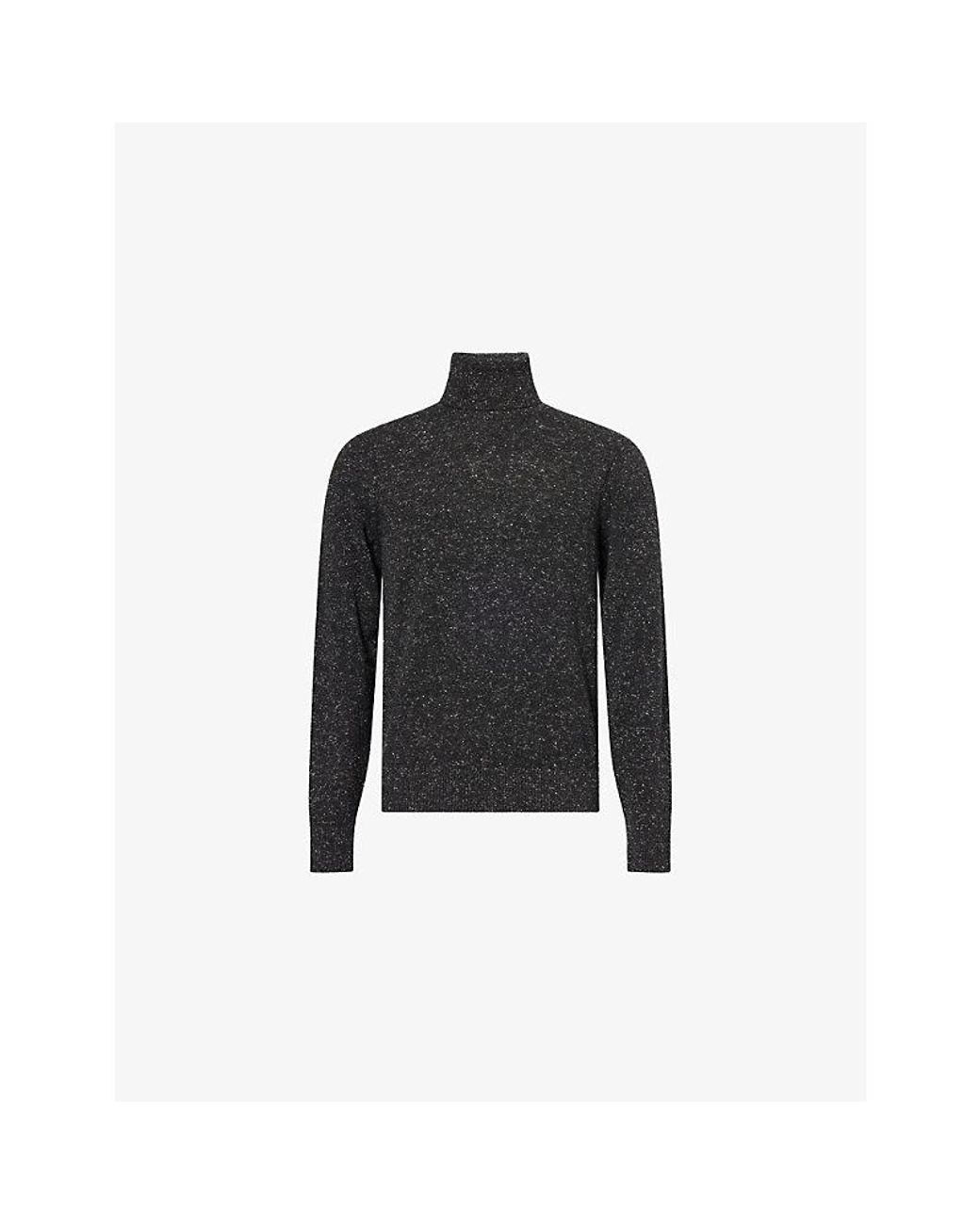 Dunhill Black Roll-Neck Long-Sleeve Cashmere Blend Jumper for men
