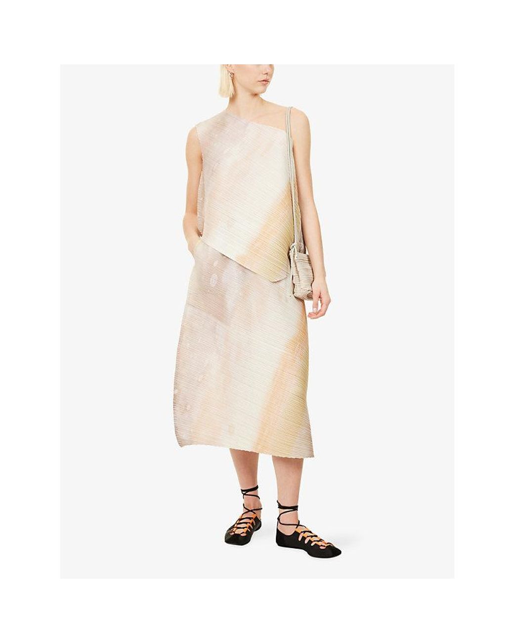 Pleats Please Issey Miyake White Sea Bubble Pleats Midi Skirt