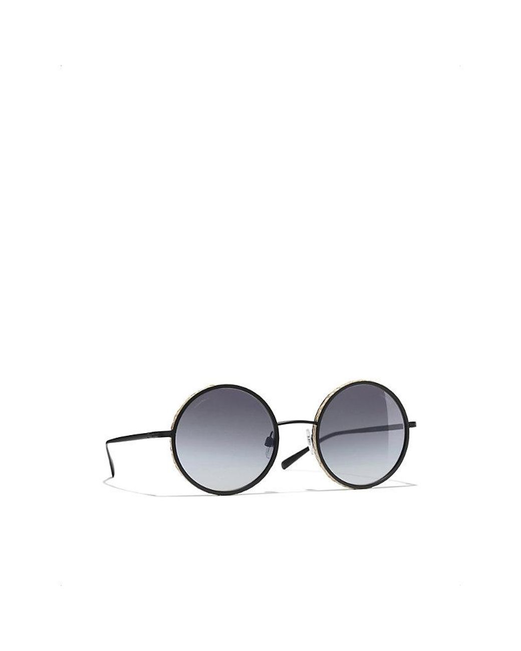 Chanel Round Sunglasses in Black | Lyst