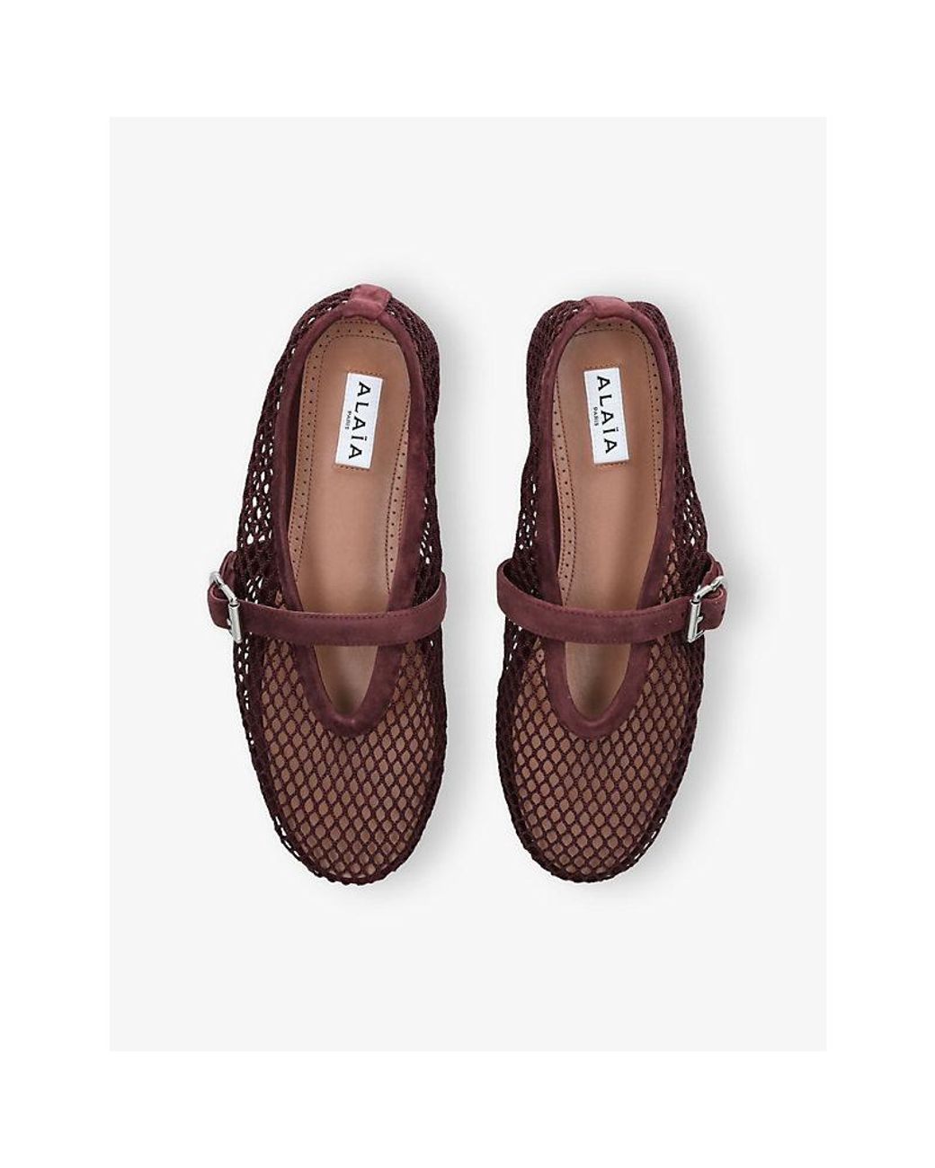 Alaïa Brown Ballerina Mesh Faux-Leather Ballet Flats