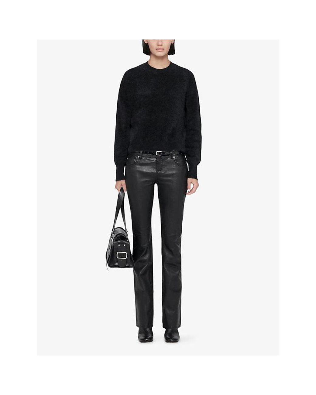 AllSaints Black Ada Cropped Round-Neck Cashmere Jumper