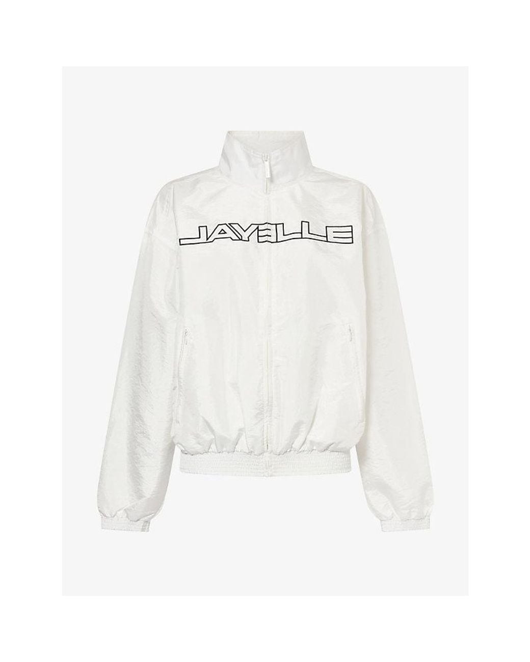 Jay3Lle White Brand-Embroidered Soft-Shell Jacket