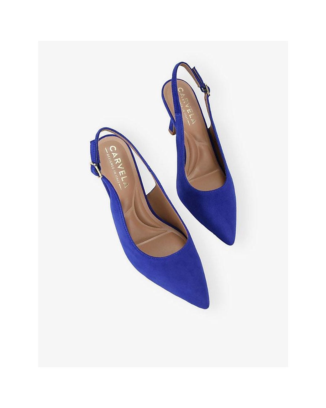 Carvela Kurt Geiger Blue Corletta Heeled Suede Slingback-Courts