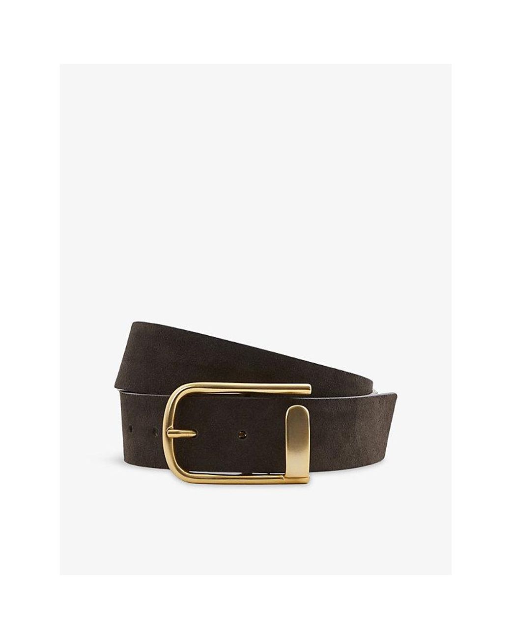 Reiss Black Iyla Half-Keeper Suede Belt