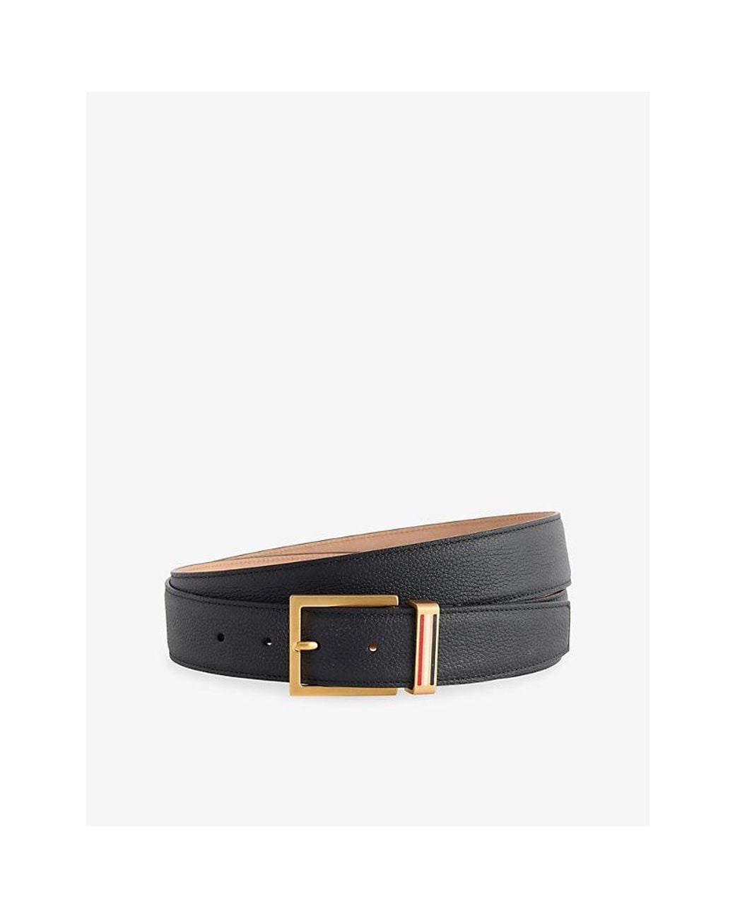 Thom Browne Black Grained-Leather Belt for men