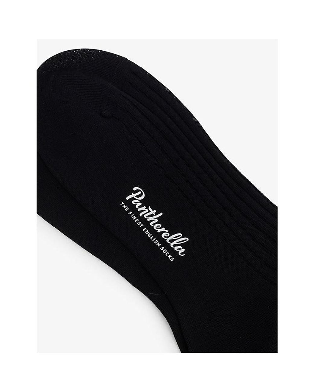 Pantherella Black Danvers Branded Cotton-Blend Socks for men