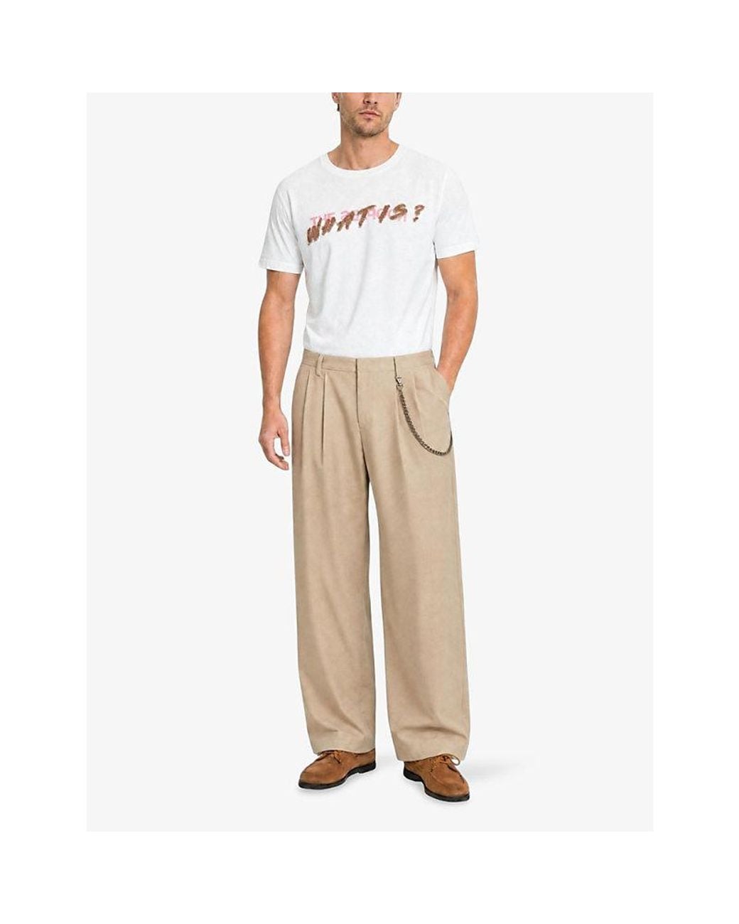 The Kooples White Slogan-Embroidered Short-Sleeve Cotton T-Shirt for men
