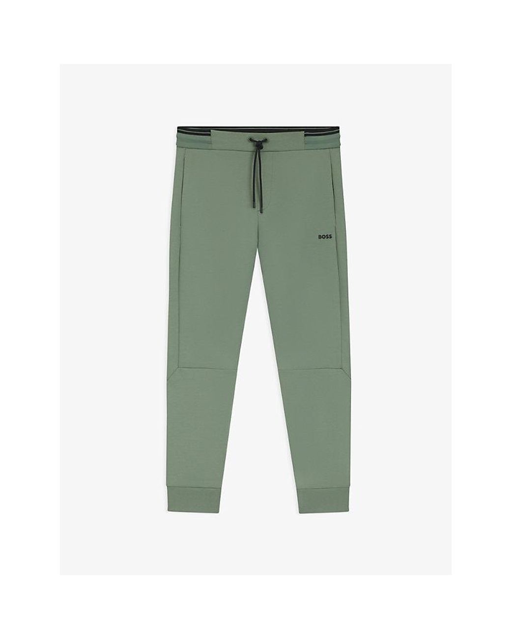Boss Green Branded Drawstring-Waist Cotton-Blend Jogging Bottoms for men