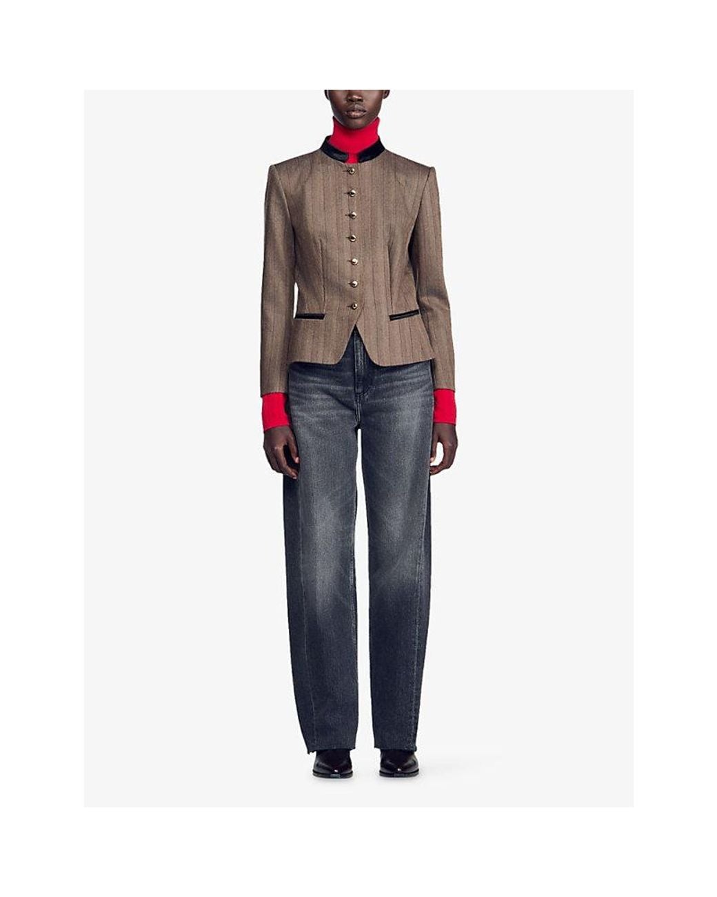 Sandro Gray Faded Barrel-Leg Denim Jeans