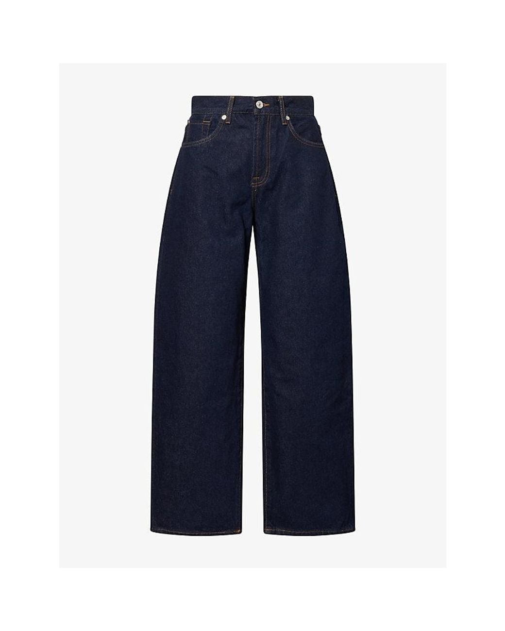7 For All Mankind Blue Bonnie Barrel-Leg Denim Jeans