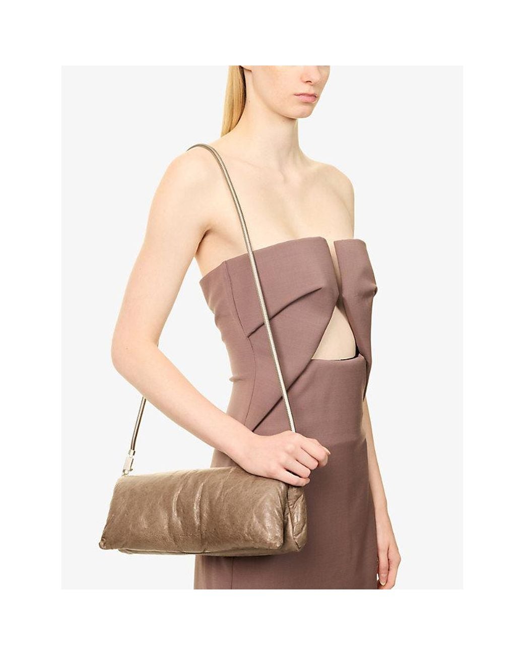 Rick Owens Brown Soft Elongated Leather Clutch Bag
