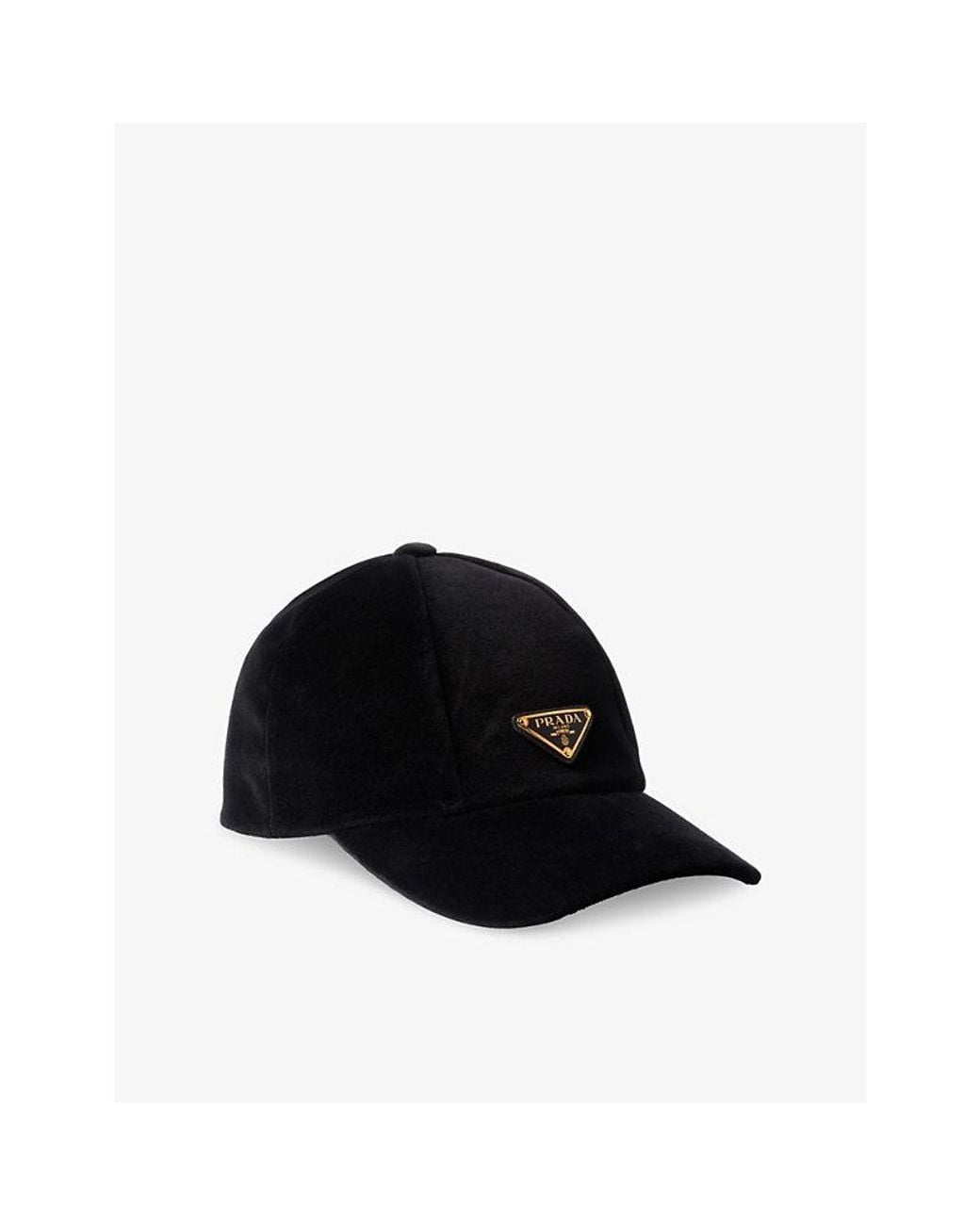 Prada Black Triangle-Logo Velvet Baseball Cap for men