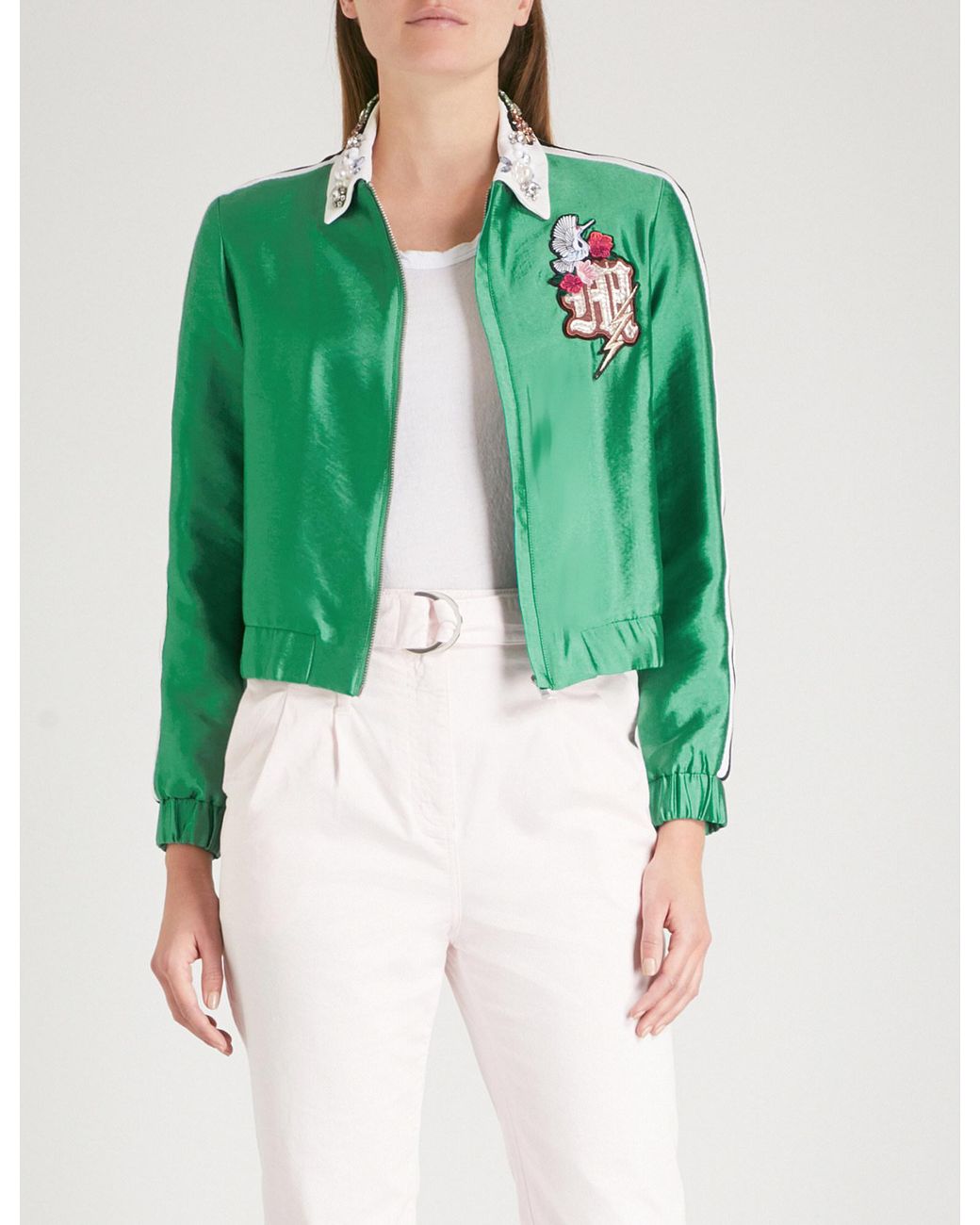 Maje satin hotsell bomber jacket