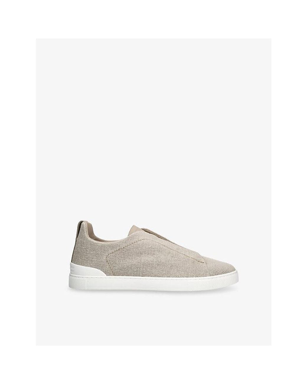Zegna White X3 Triple Stitch Woven Low-Top Trainers for men
