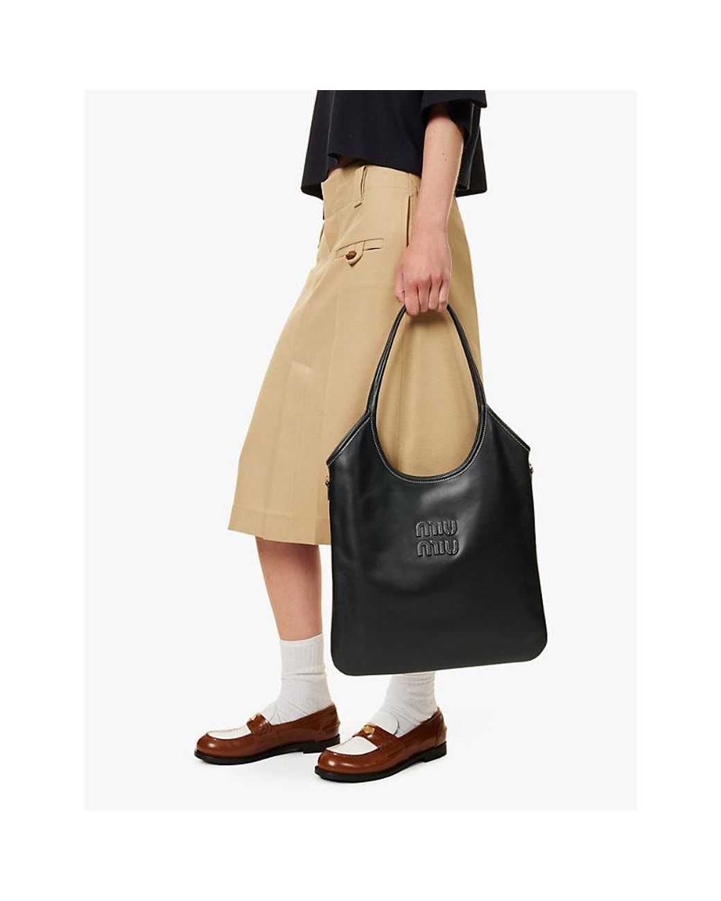 ★関税込み★ Miu Miu BLACK LEATHER IVY TOTES miu-miu-NERO-Miu-Ivy-Brand-