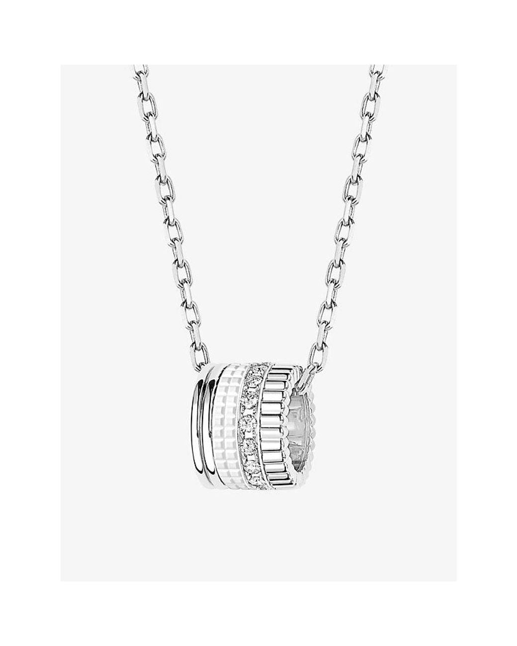 Boucheron White Quatre Double Edition Large 18Ct-, Hyceram And 0.24Ct Round-Brilliant Cut Diamonds Pendant Necklace for men