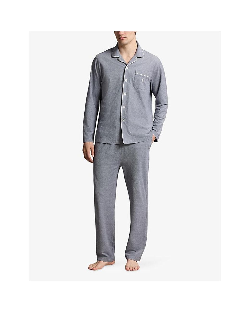 Polo Ralph Lauren Gray Embroidered-Logo Relaxed-Fit Cotton Pyjama Set for men