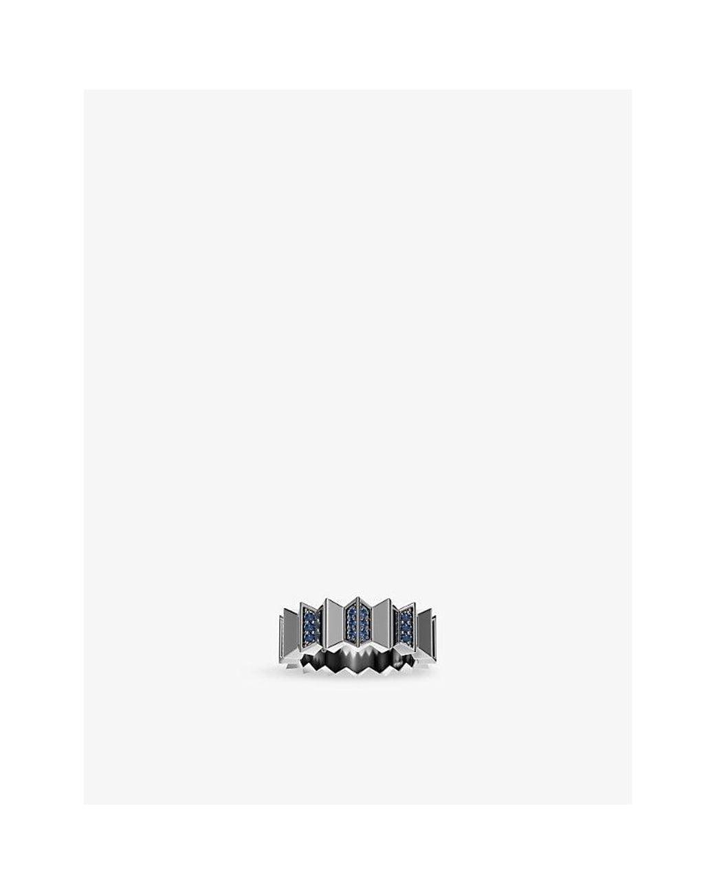 Apm Monaco White Up And Down Sterling- And Cubic Zirconia Ring