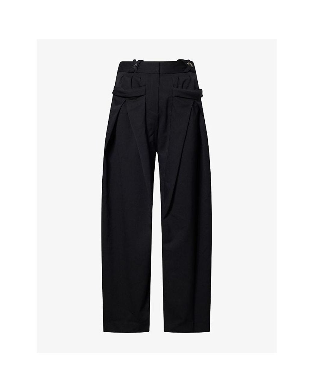 Rabanne Black Pantalon Straight-Leg Wool Trousers