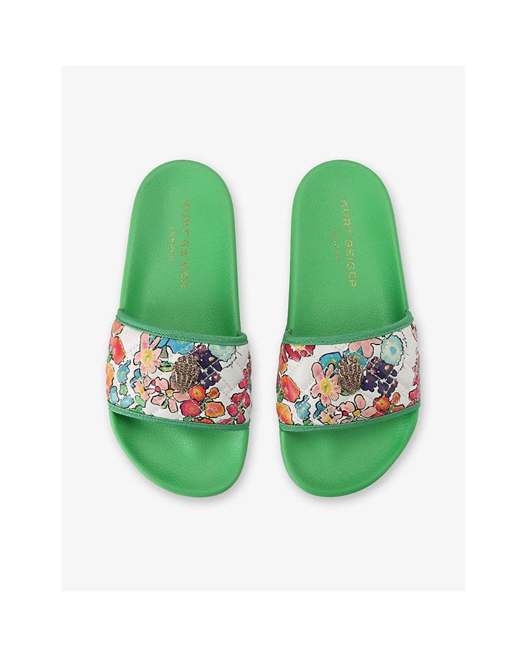 Kurt Geiger Green Meena Eagle Leather Slides