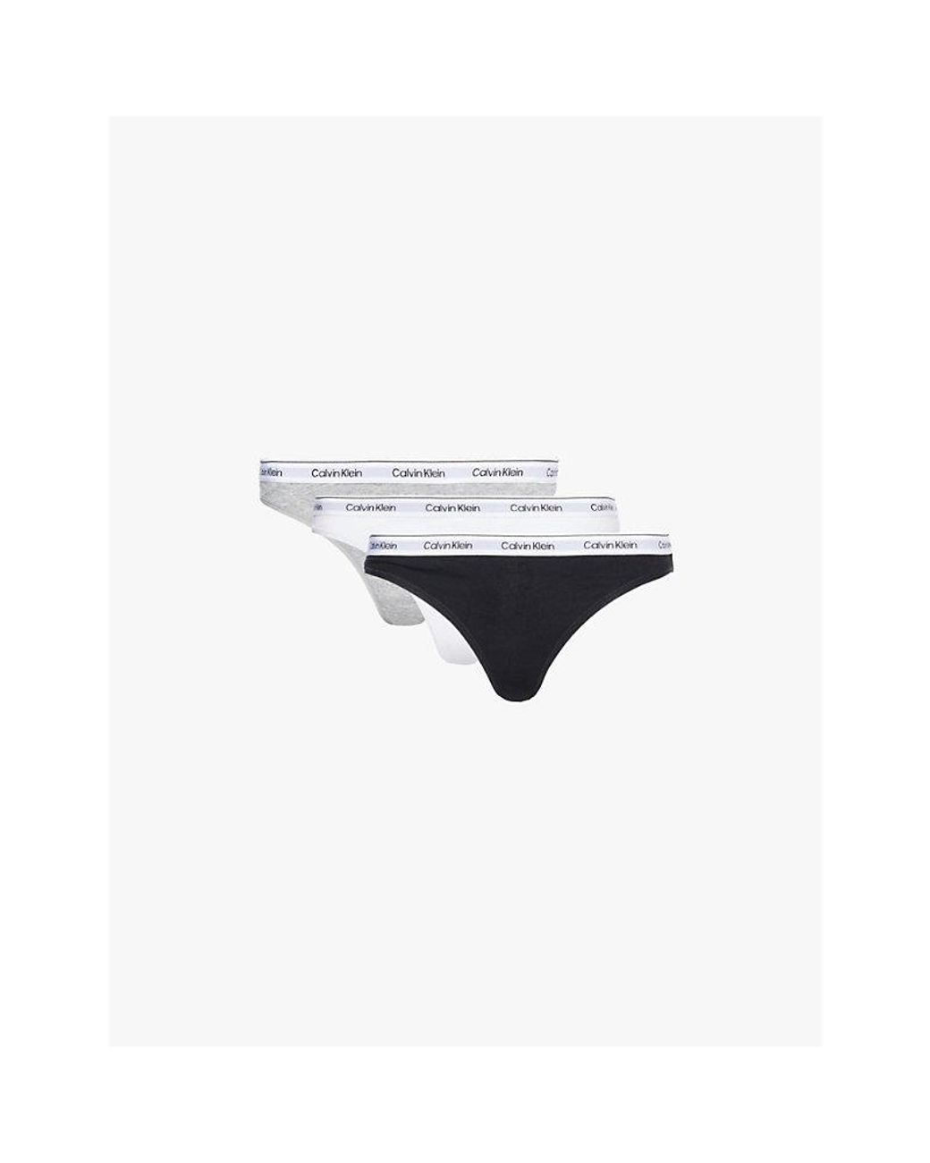 Calvin Klein White Modern Logo Low-Rise Pack Of Three Stretch-Cotton Thongs