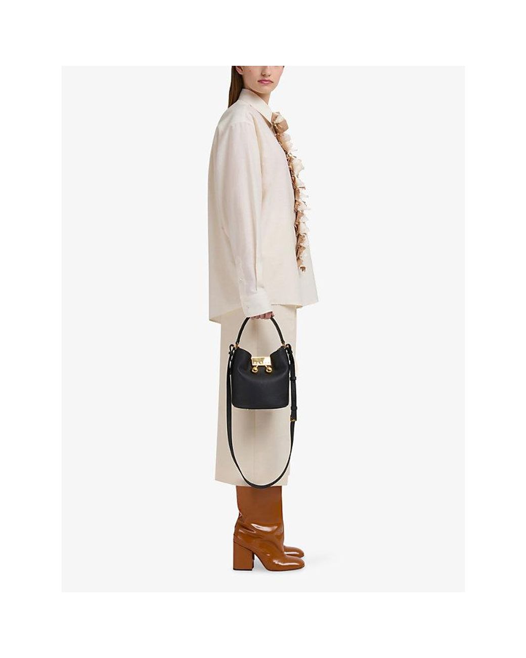 Marni Black Trunkeroo Bucket Leather Shoulder Bag