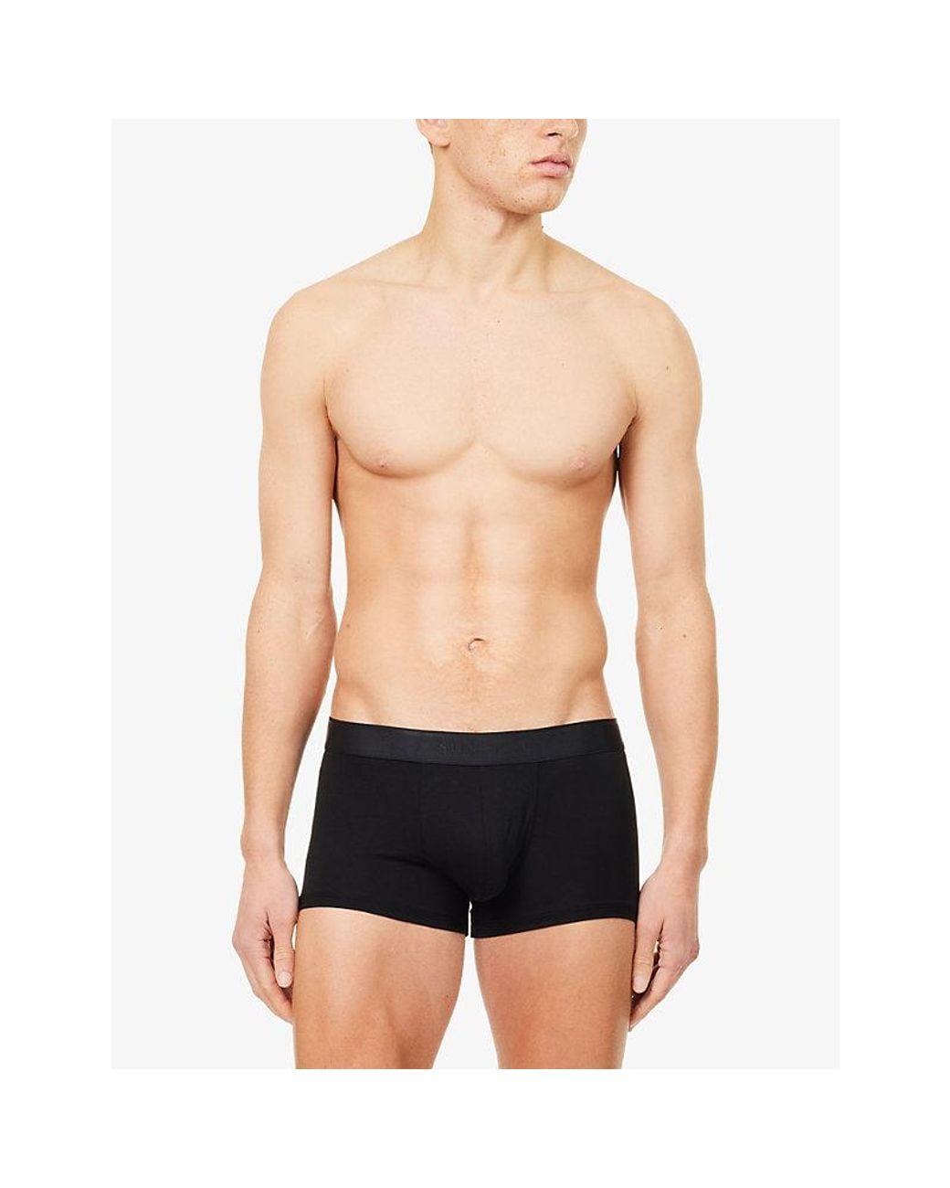 Sunspel Black Branded Mid-Rise Stretch-Woven Trunks for men