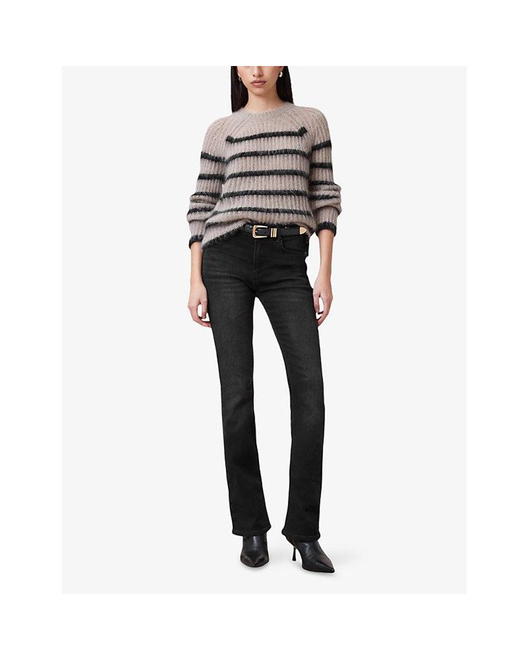 AllSaints Black Haldan Slim-Fit Boot-Cut Stretch-Denim Jeans