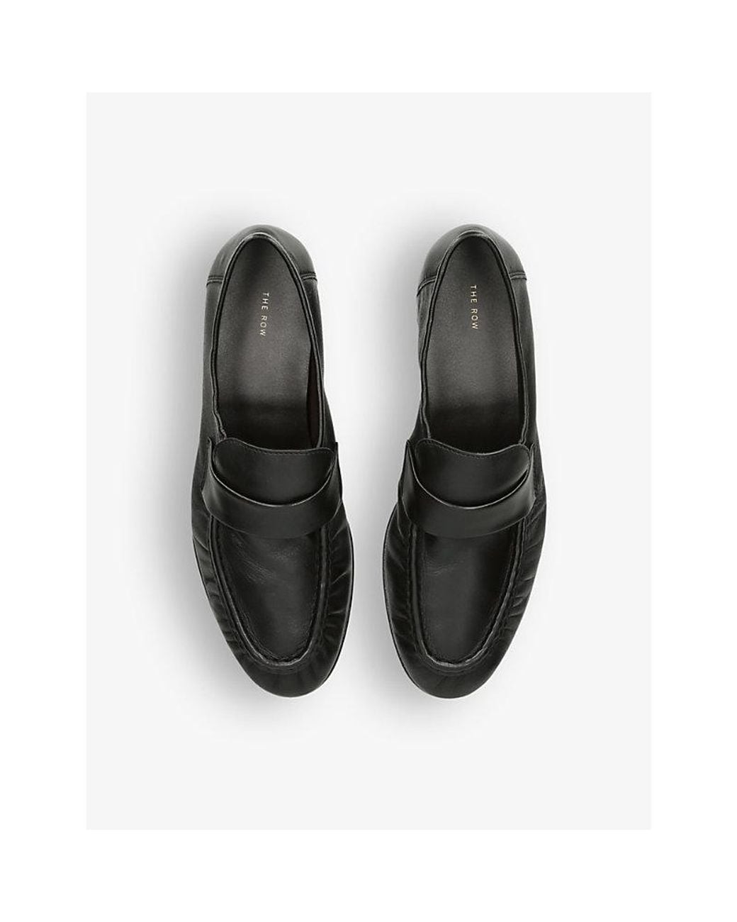 The Row Black Gathered Leather Loafers