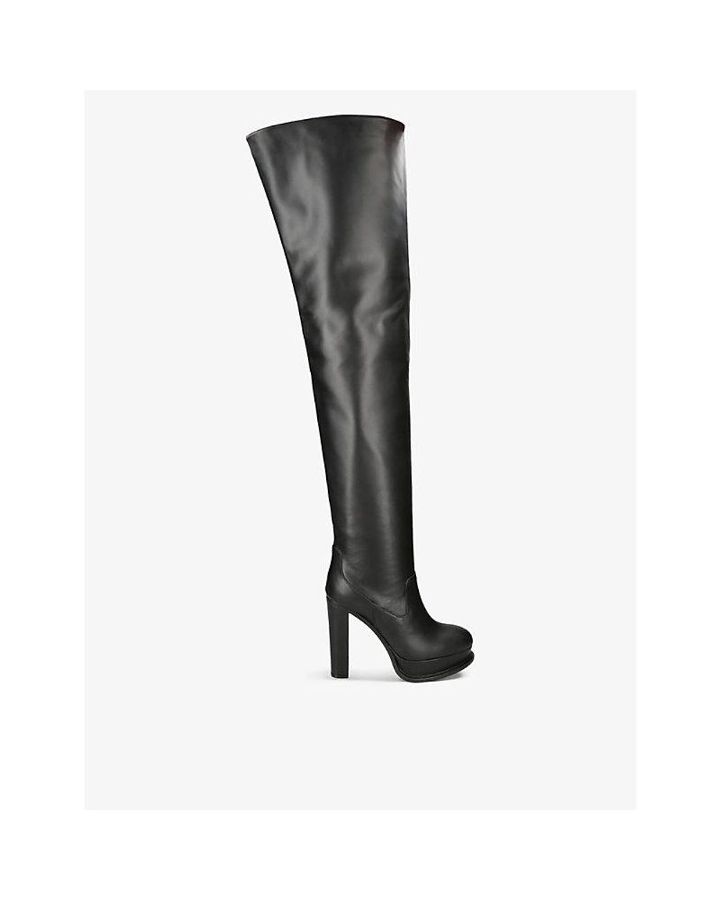 Alexander McQueen Panelled Leather Platform Over-the-knee Boots in Black |  Lyst