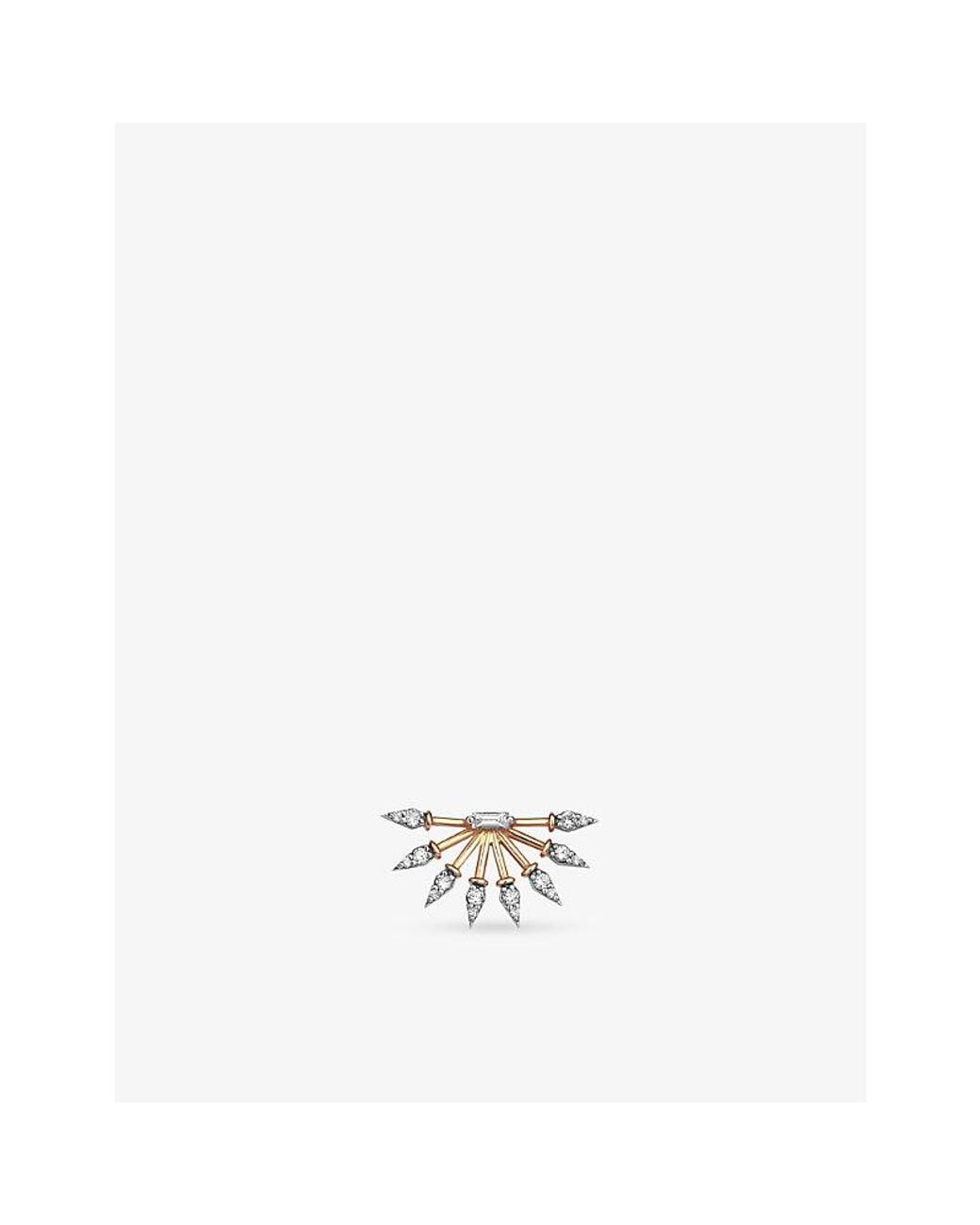 Kismet by Milka White Curvature 0.04Ct Baguette-Diamond And 0.15Ct Diamond Stud Earring