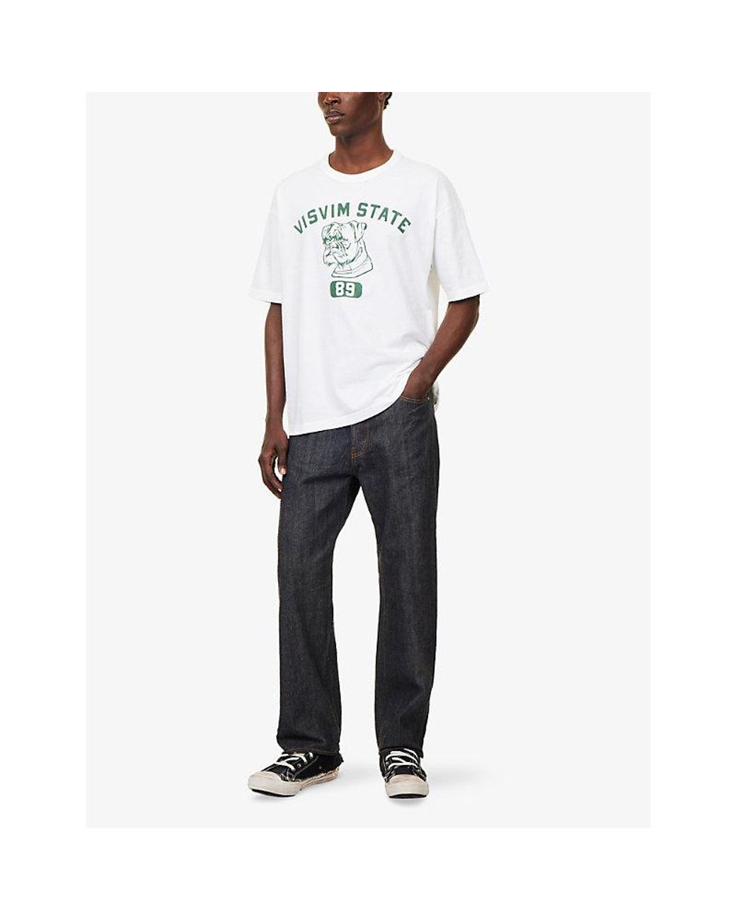 Visvim Blue Graphic-Print Crew-Neck Cotton T-Shirt for men