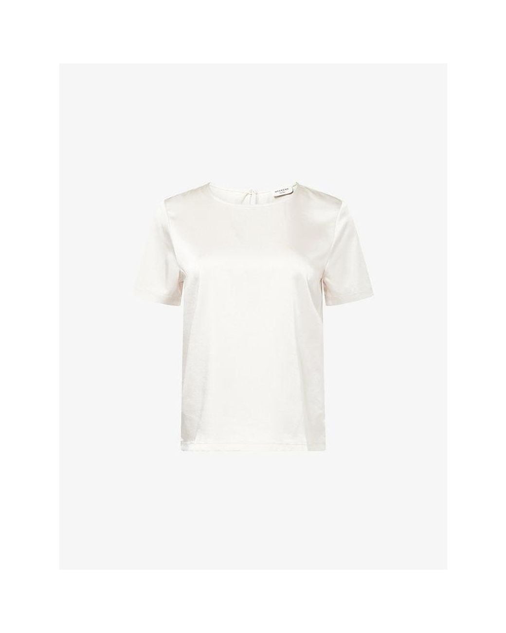 Weekend by Maxmara White Round-Neck Satin Top