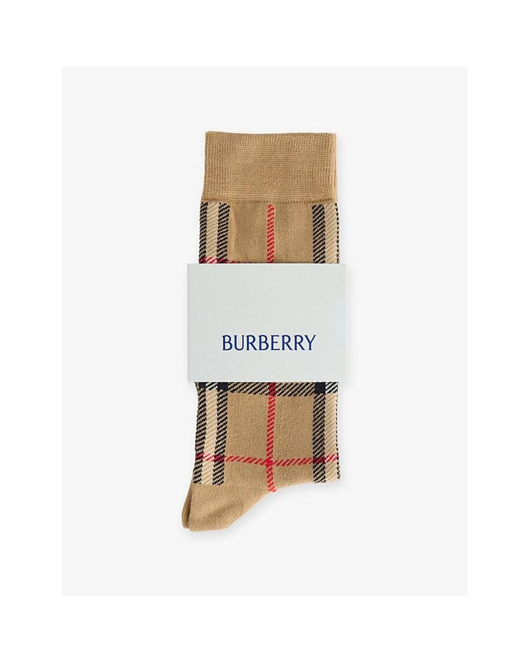 Burberry Natural Check Cotton-Cashmere Blend Socks
