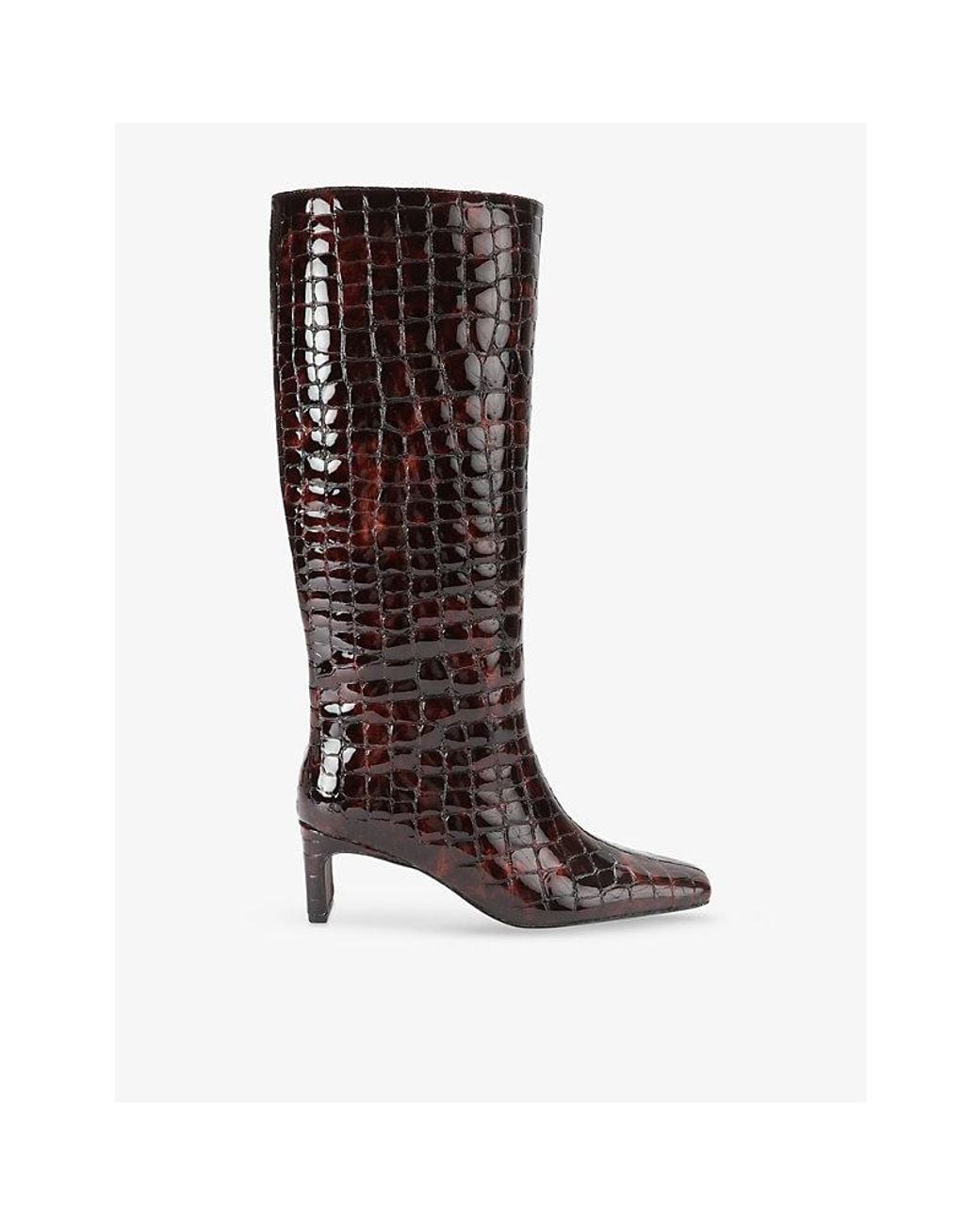 Steve Madden Brown Jendi Heeled Patent-Leather Knee-High Boots