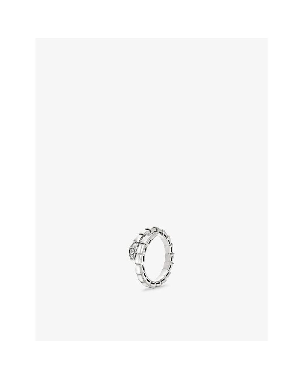 BVLGARI White Serpenti Viper 18Ct- And 0.14Ct Brilliant-Cut Pavé Diamond Ring