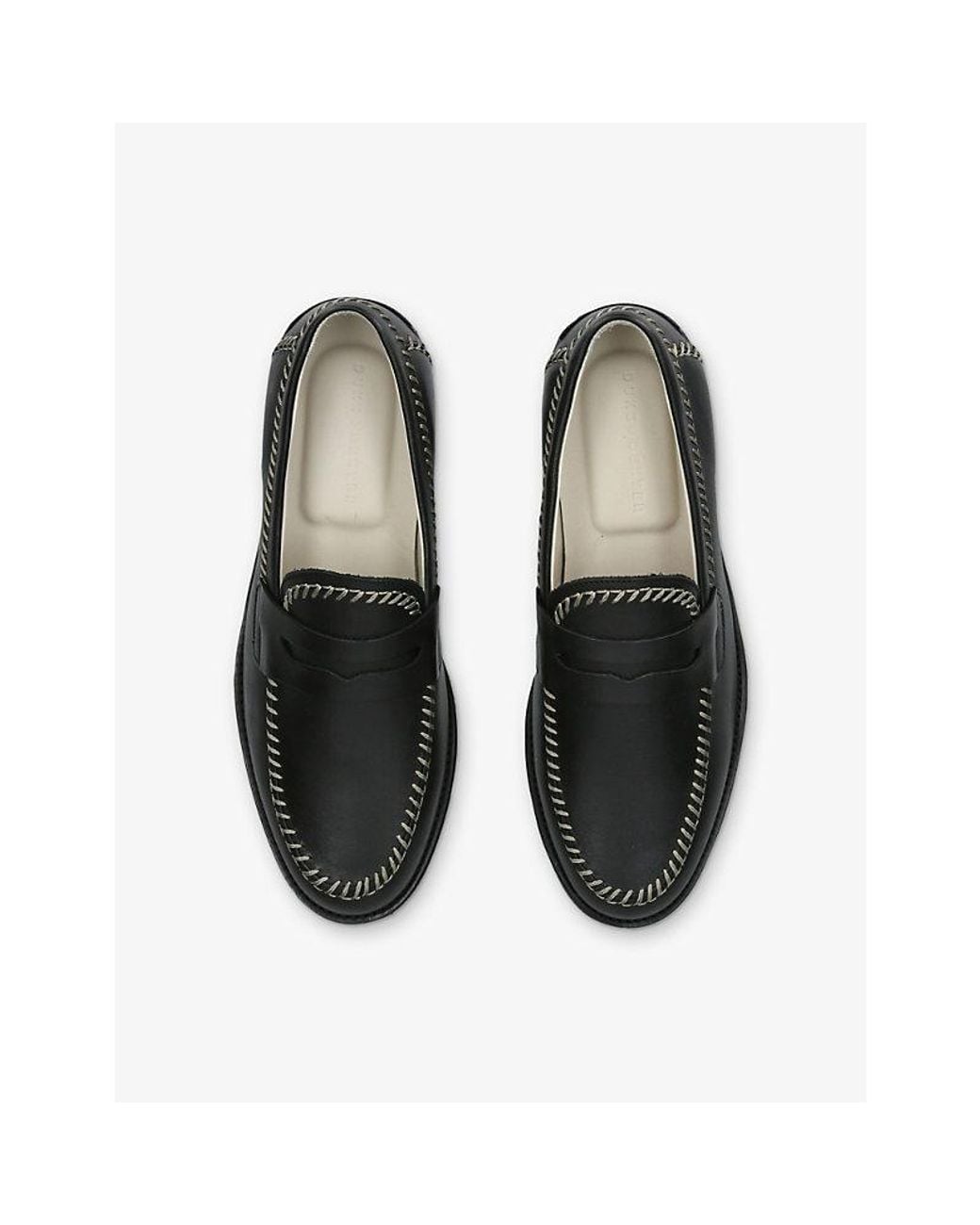 Duke & Dexter Black Wilde Stitch Leather Penny Loafers for men