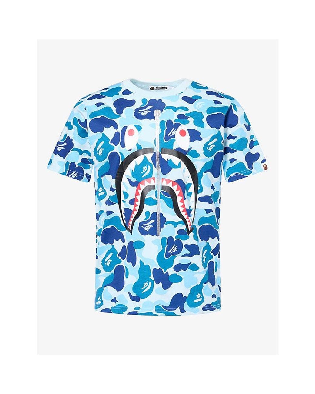 A Bathing Ape Blue Abc Camo Shark Graphic Cotton-Jersey T-Shirt for men