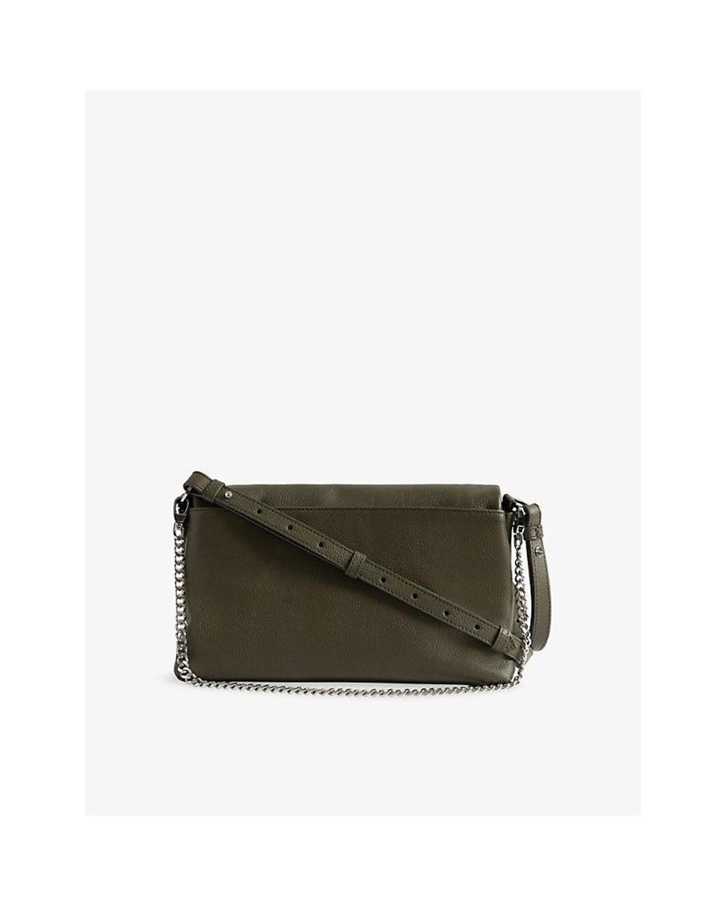Zadig & Voltaire Green Rocky Ii Wing-Embellished Leather Cross-Body Bag